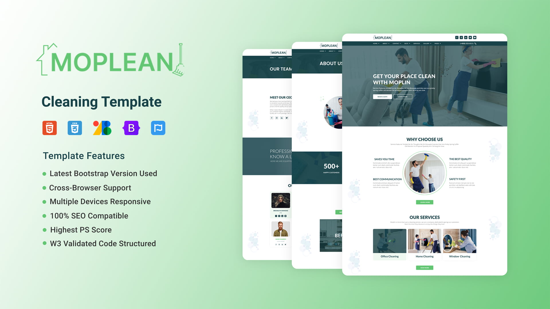 Moplean - Cleaning Service Bootstrap Template | DesignToCodes