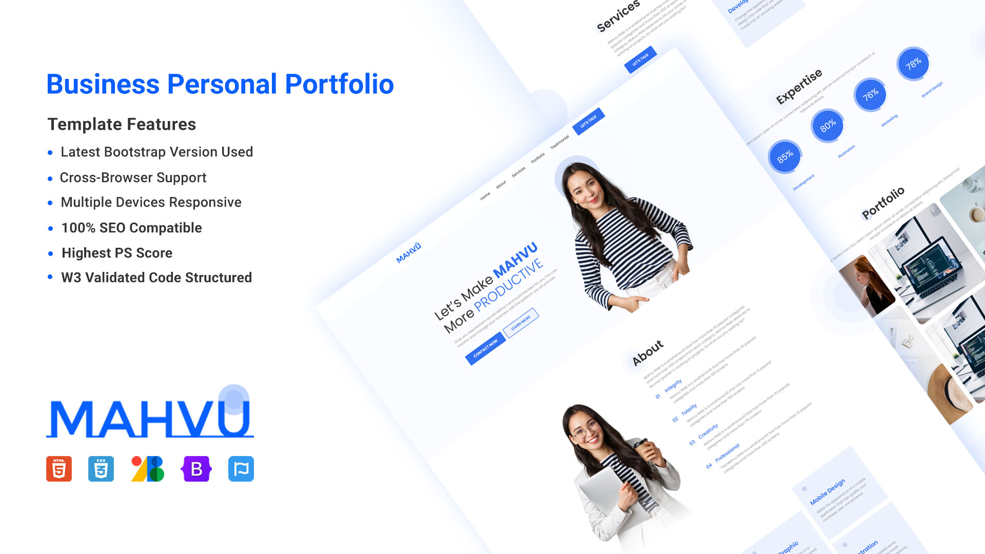 Mahvu One Page Portfolio Template Thumbnail