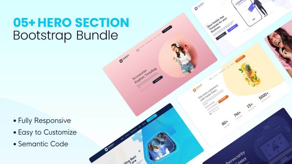 Best 5 Free Bootstrap Hero Template - Website Hero Section | DesignToCodes