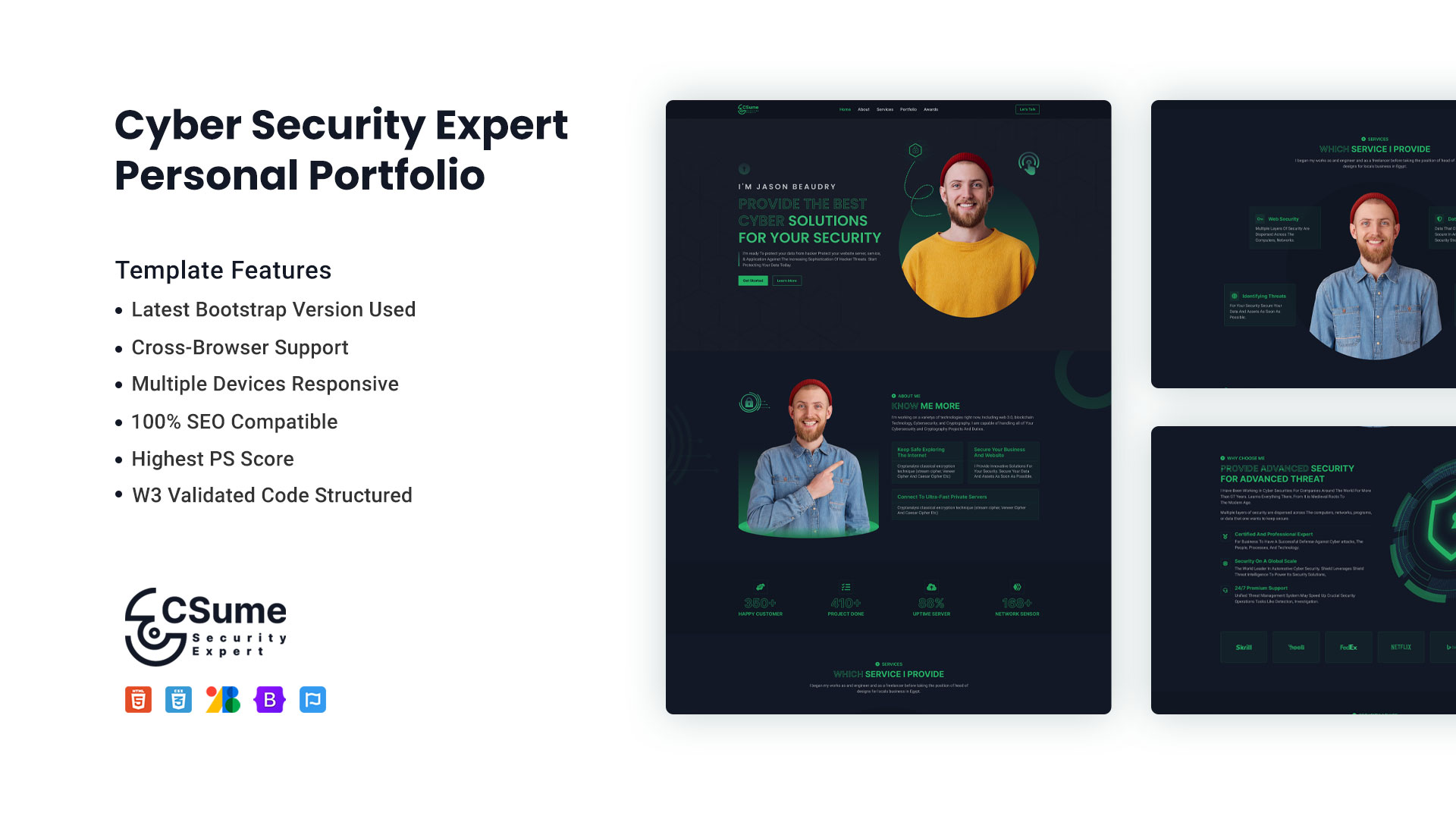 CSUME V2 - Cyber Security Expert Bootstrap One Page Website Template - DesignToCodes