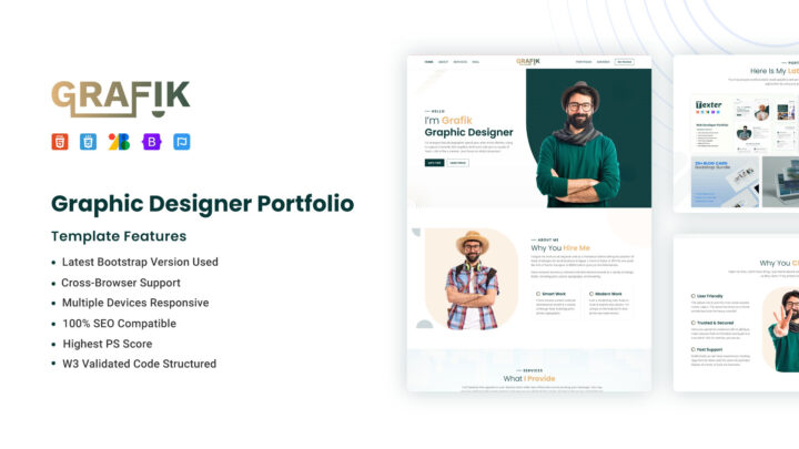 GRAFIK V2 - Graphic Designer Portfolio Website Template | DesignToCodes