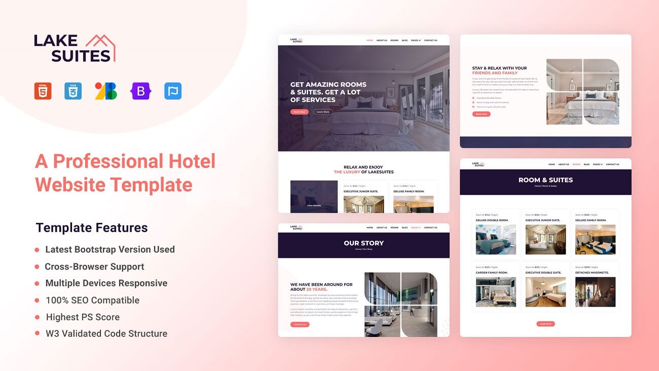 Lakesuites - Hotel Website Template Thumbnail - DesignToCodes