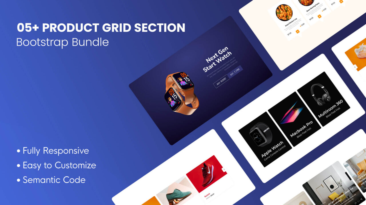 5+ Product Grid HTML Web UI Kits HTML Components | DesignToCodes