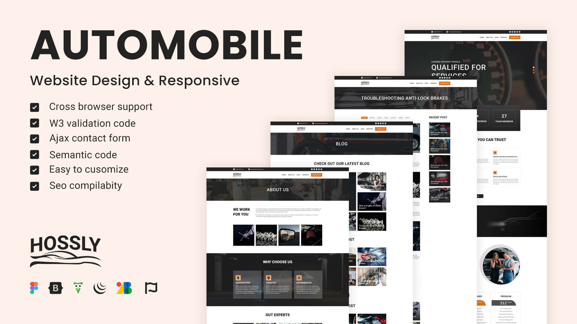 Hossly Automobile Service HTML Website Template | DesignToCodes