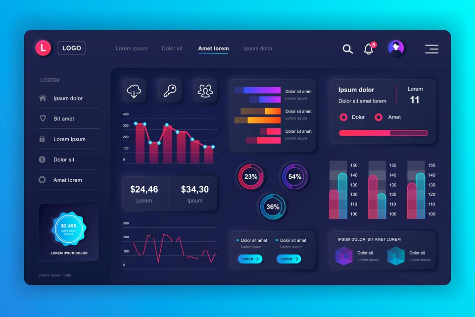 Dashboard Admin Panel Template With Infographic Elements