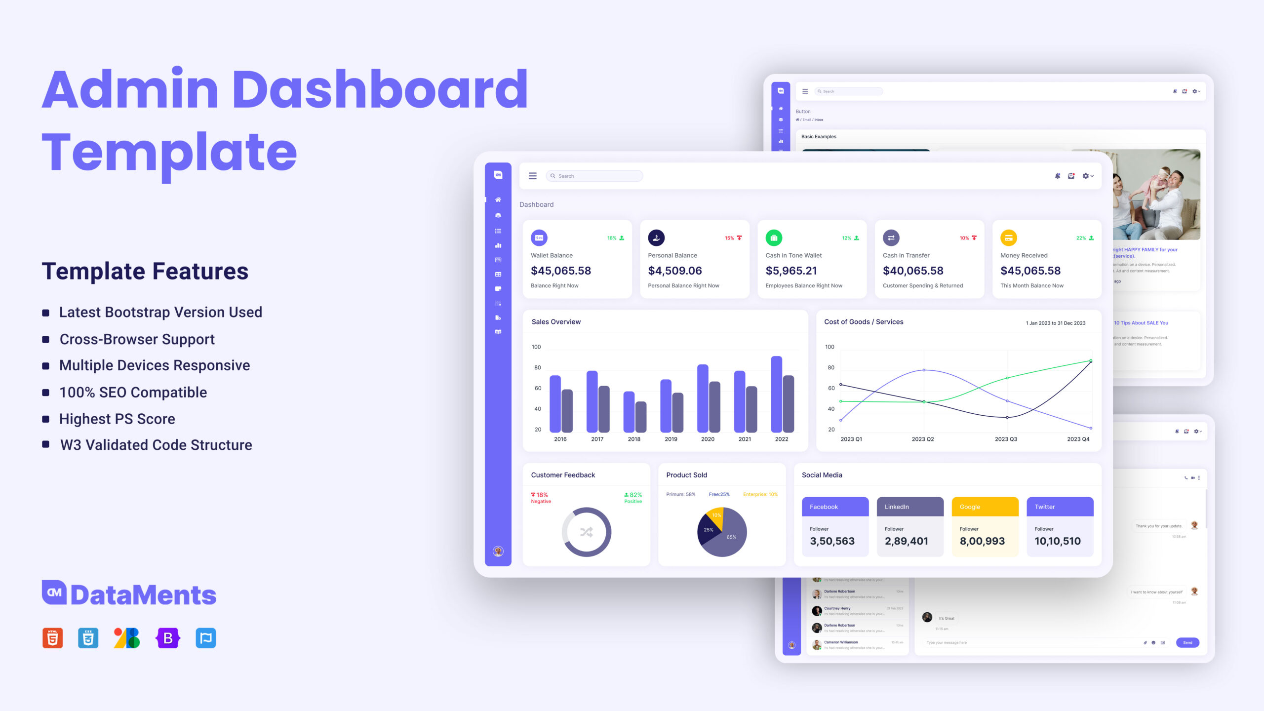 DataMents Free Bootstrap Admin Dashboard Template DesignToCodes