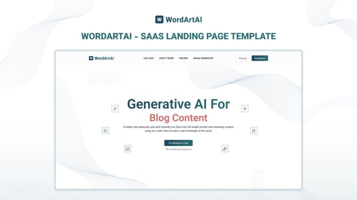 WordArtAI - Bootstrap SaaS Landing Page Template - DesignToCodes