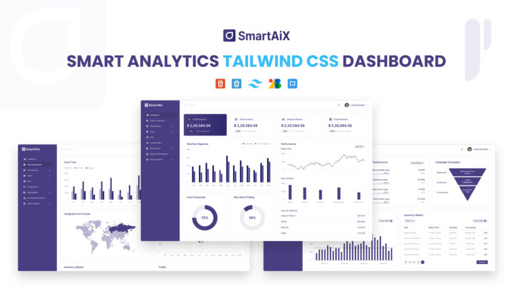 Free Responsive SmartAiX Data Analytics Tailwind Dashboard Template | DesignToCodes