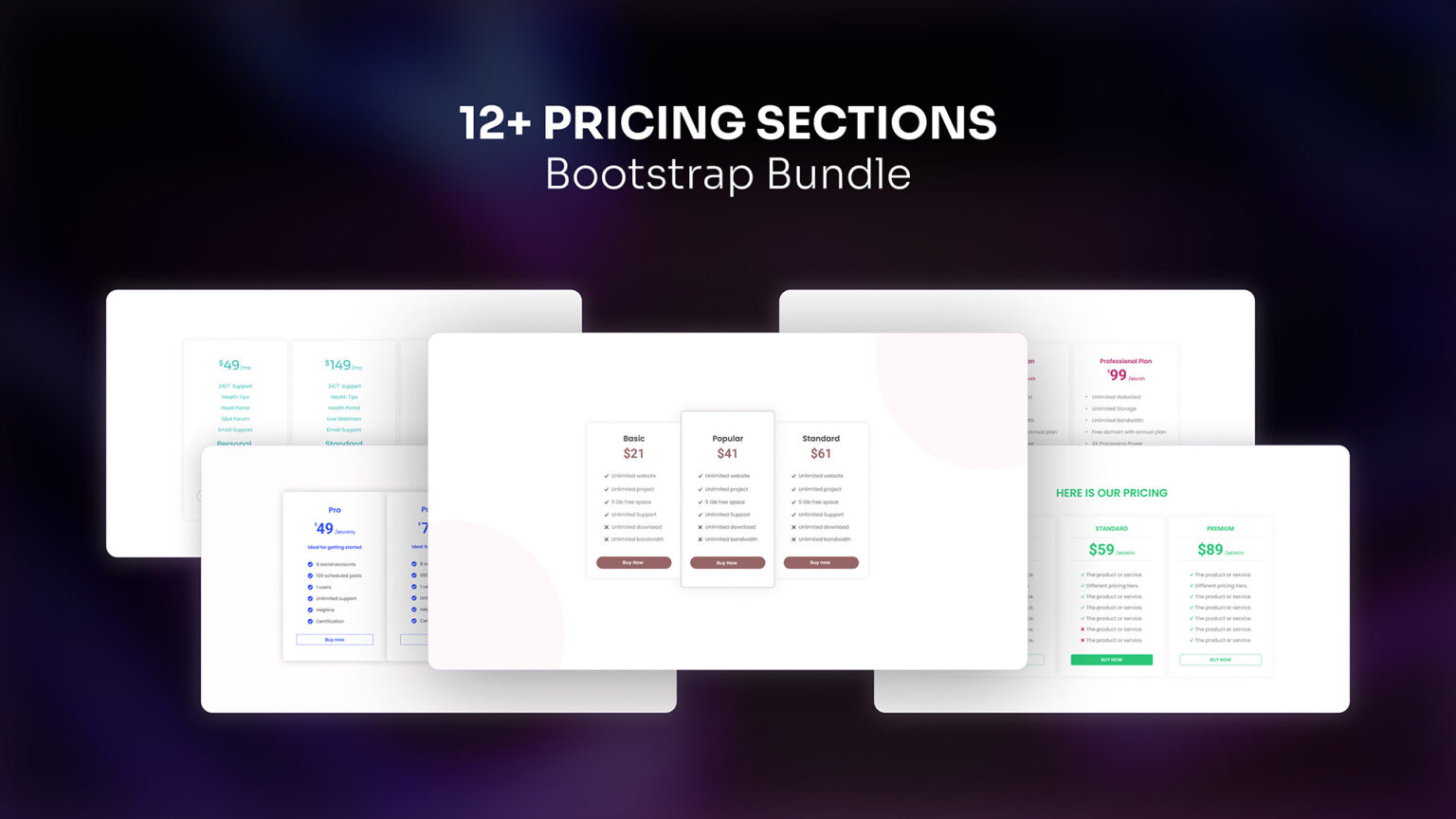 12+ Best Premium Bootstrap Pricing Template