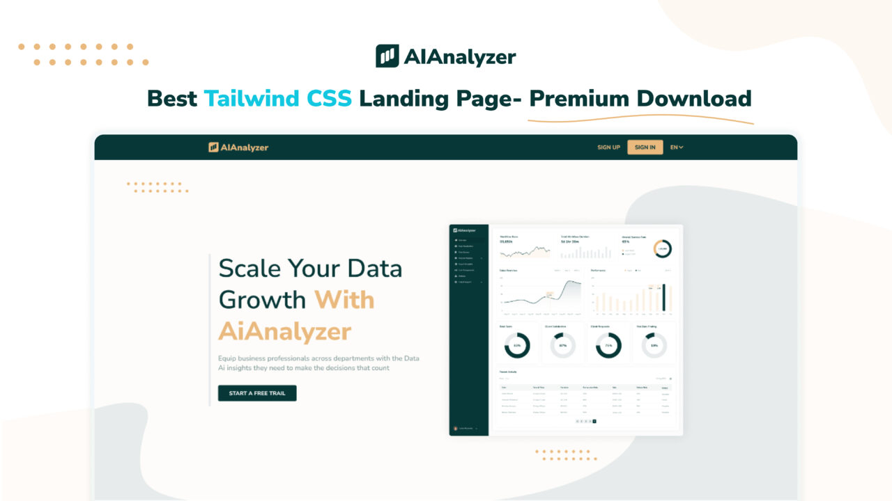 AiAnalyzer: Best Tailwind CSS Landing Page- Premium Download
