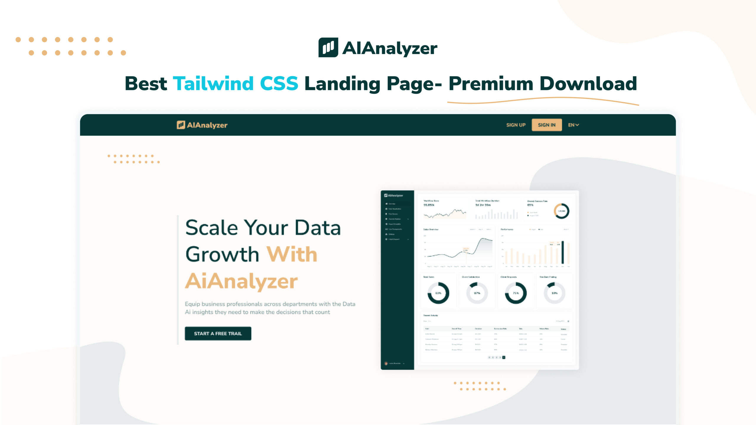 AiAnalyzer: Best Tailwind CSS Landing Page- Premium Download - DesignToCodes