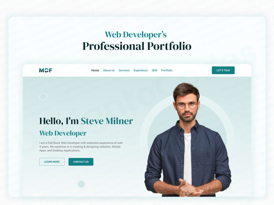 Mydevfolio V2: Free Onepage Web Developer Portfolio Figma Template ...