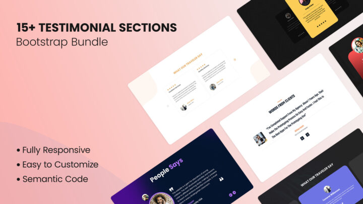 Premium-Bootstrap-Testimonial-Kits-15-Ready-Made-Sections | DesignToCodes