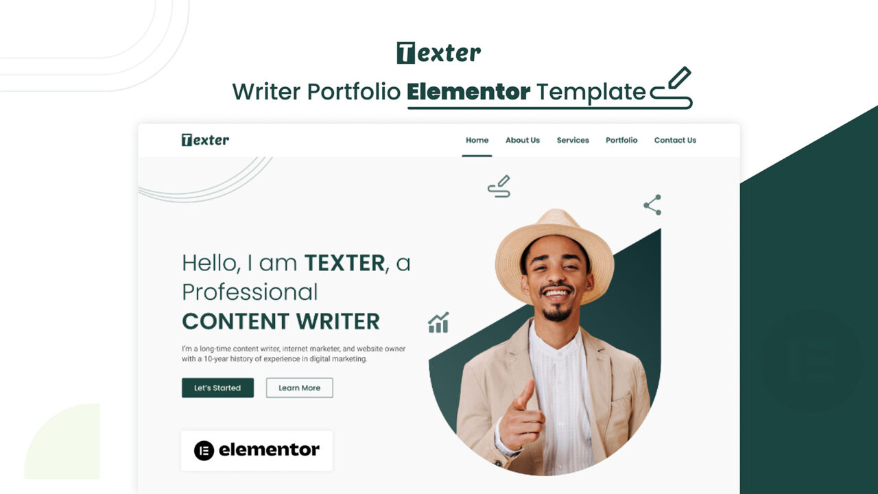 Texter-v1-One-Page-Writer-Portfolio-for-Elementor-Template-Premium-Download | DesignToCodes