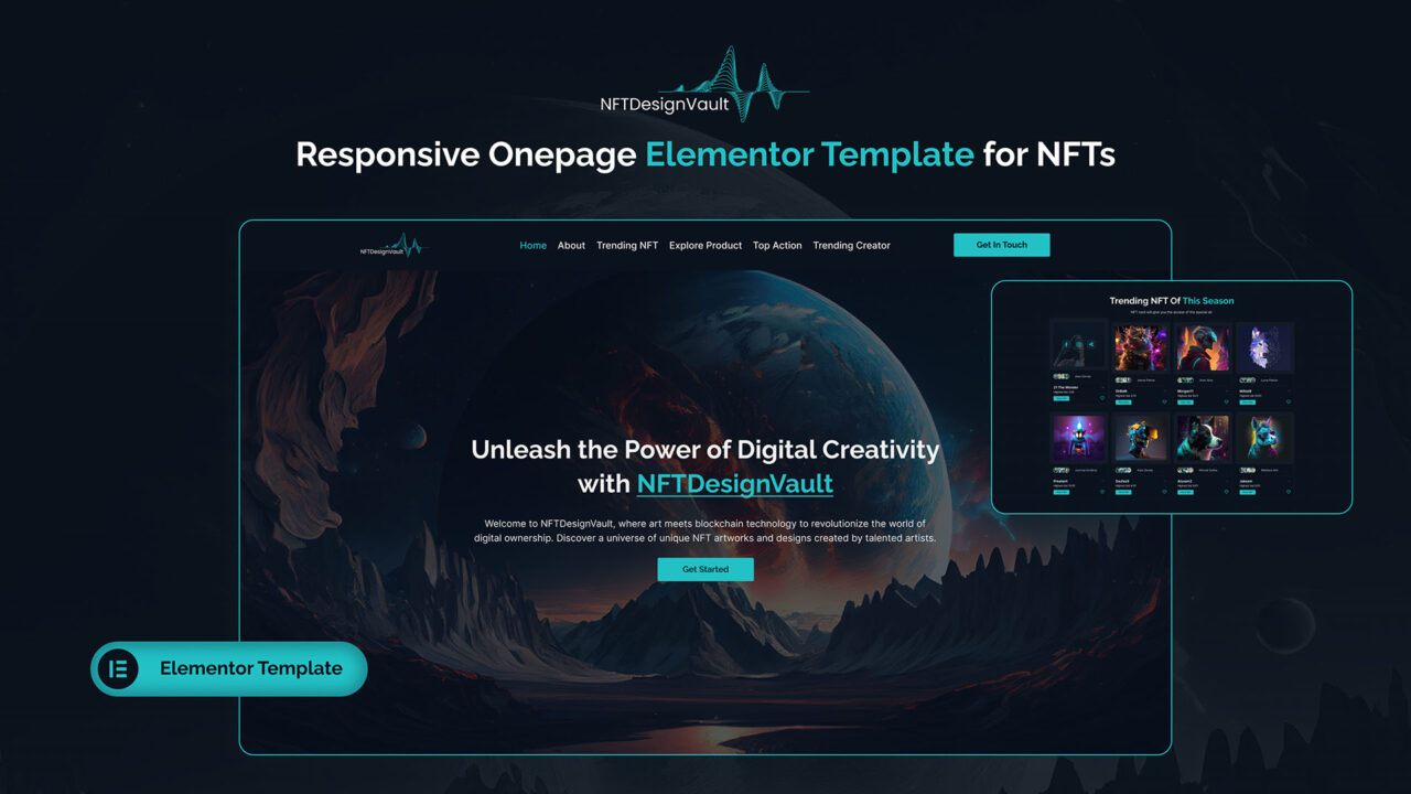 NFTDesignVault-Responsive-Onepage-Elementor-Template-for-NFTs | DesignToCodes