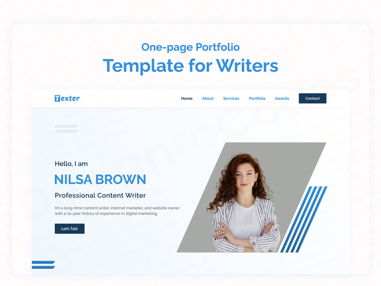 Texter-V2-Free-Onepage-Figma-Portfolio-Template-for-Writers-Asset-1.2 | DesignToCodes