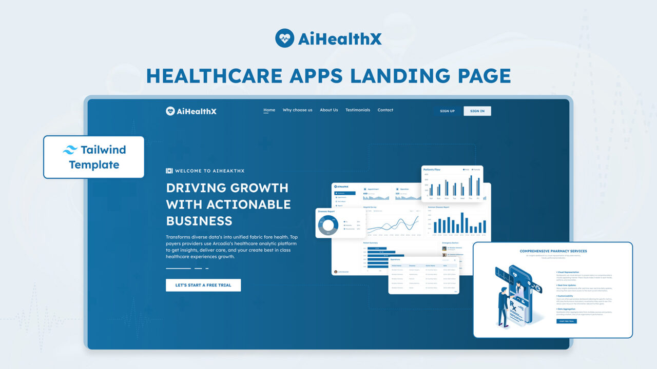 AiHealthX–Tailwind-Healthcare-Apps-Landing-Page | DesignToCodes