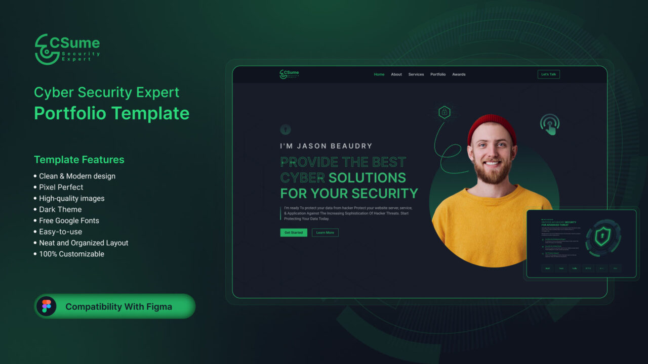 CSUME-V2-Cyber-Security-Expert-Portfolio-Figma-Template-Thumbnail | DesignToCodes