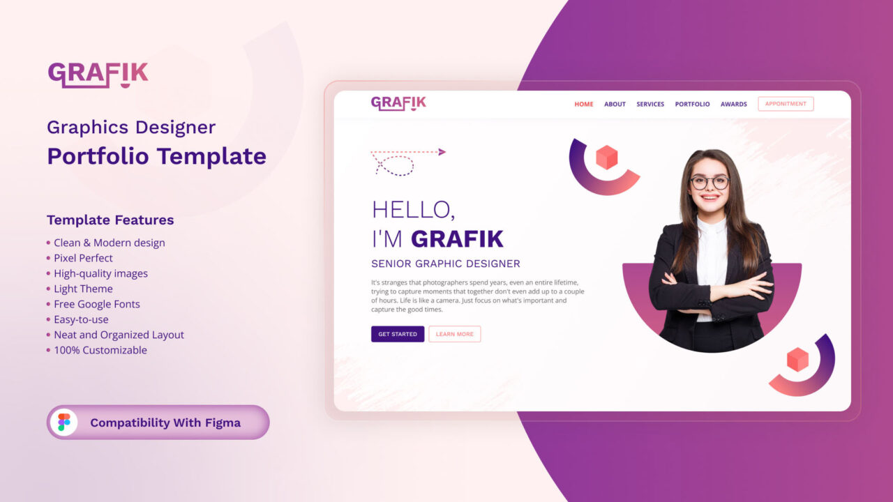 Grafik-Designers-Onepage-Portfolio-Figma-Template-Thumbnail | DesignToCodes