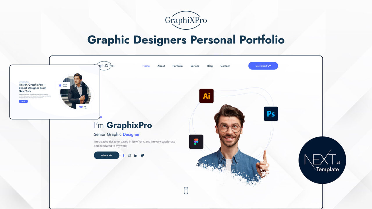 GraphixPro-Next-js-Portfolio-Template-for-Graphic-Designers-Thumbnail | DesignToCodes