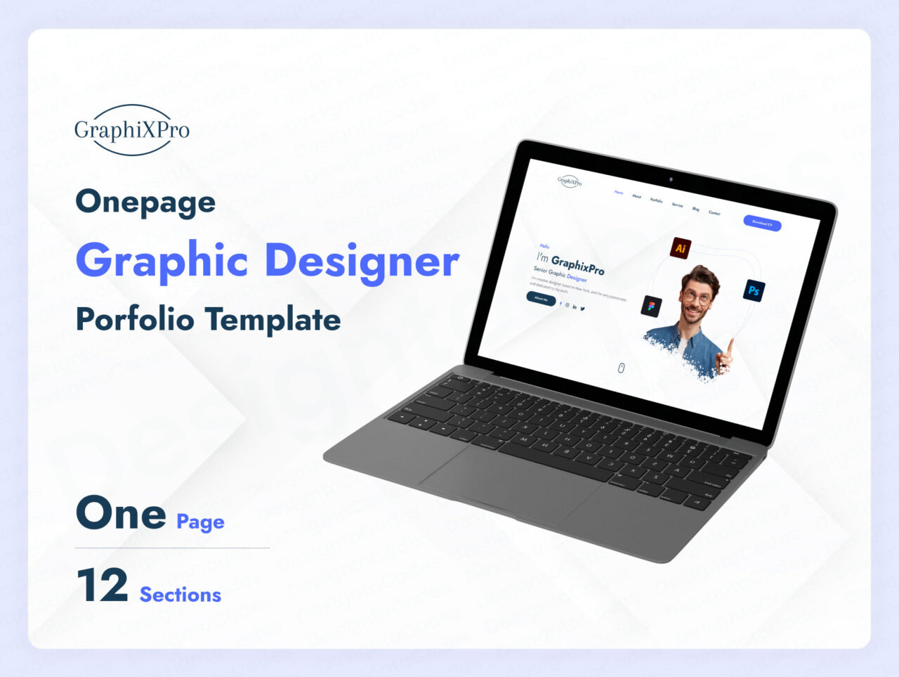 GraphixPro-Professional-Graphic-Designer-Portfolio-Figma-Template | DesignToCodes