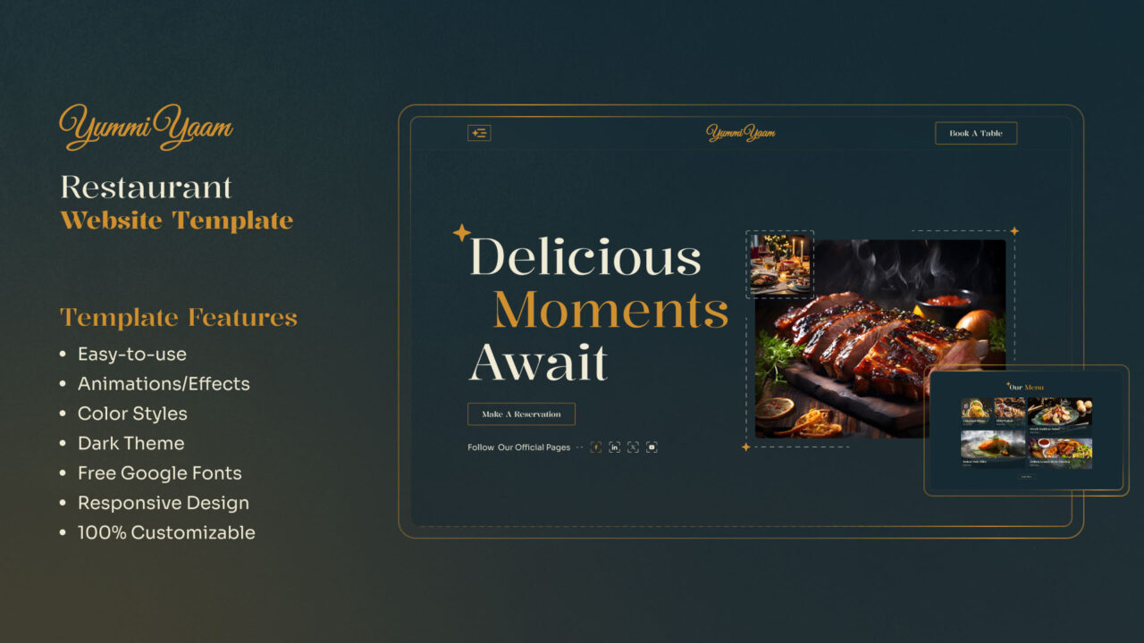 YummiYaam-Restaurants-Website-Framer-Template-Thumbnail | DesignToCodes