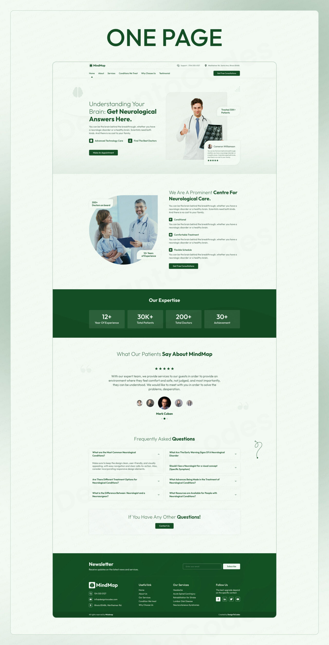 MindMap-Neurological-Medical-One-Page-Framer-Template | DesignToCodes