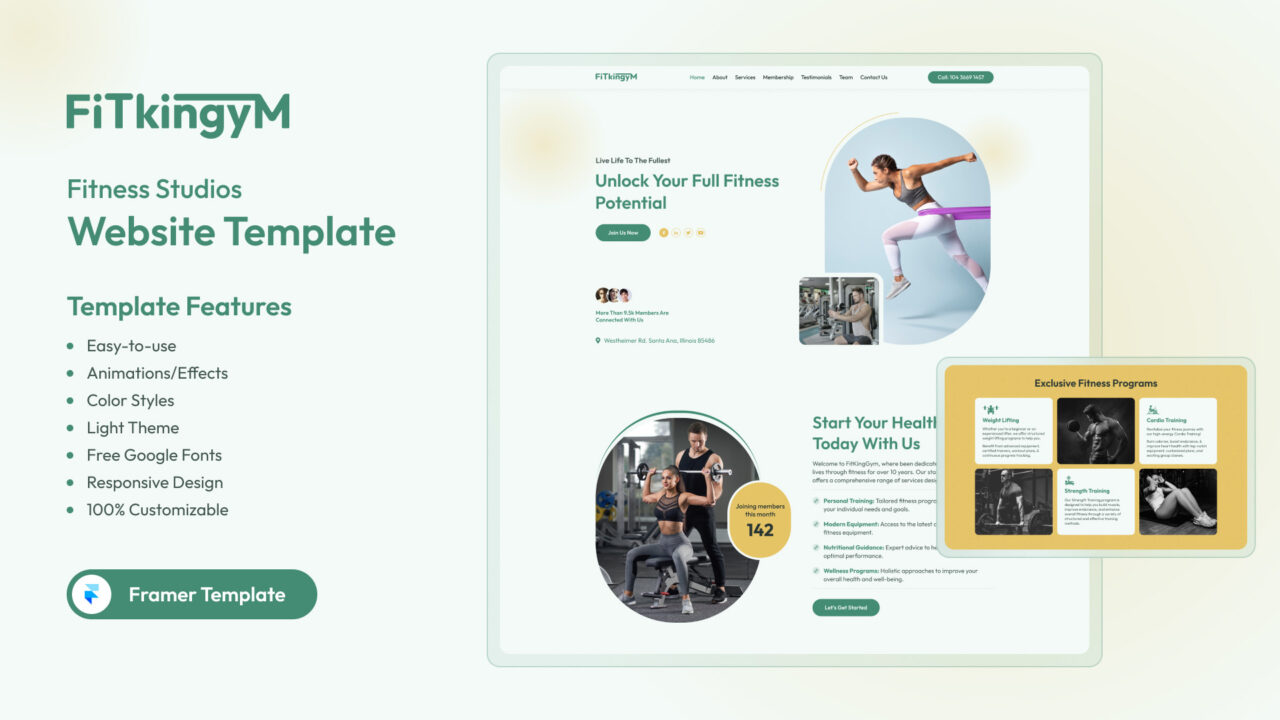 FitKinGym-Best-Fitness-and-Gym-Framer-Template-Thumbnail | DesignToCodes