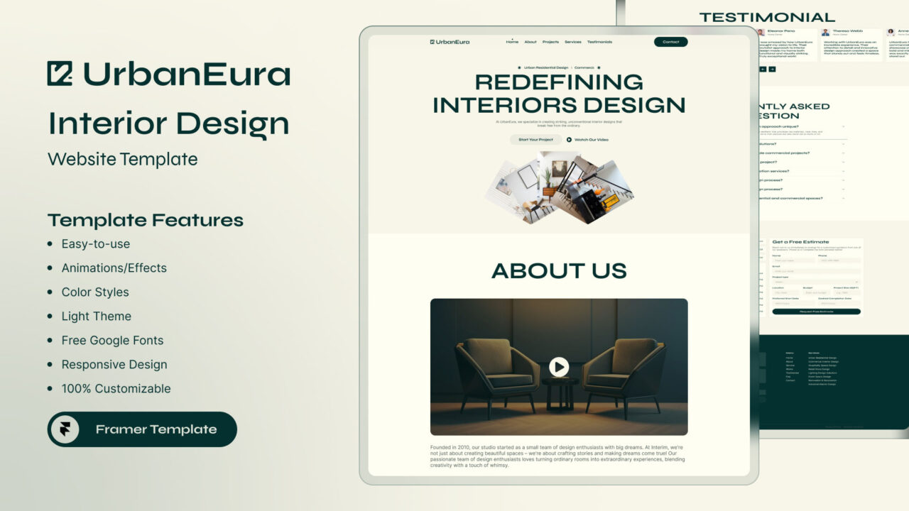 UrbanEura-Interior-Design-Agency-Template-for-Framer-Thumbnail | DesignToCodes