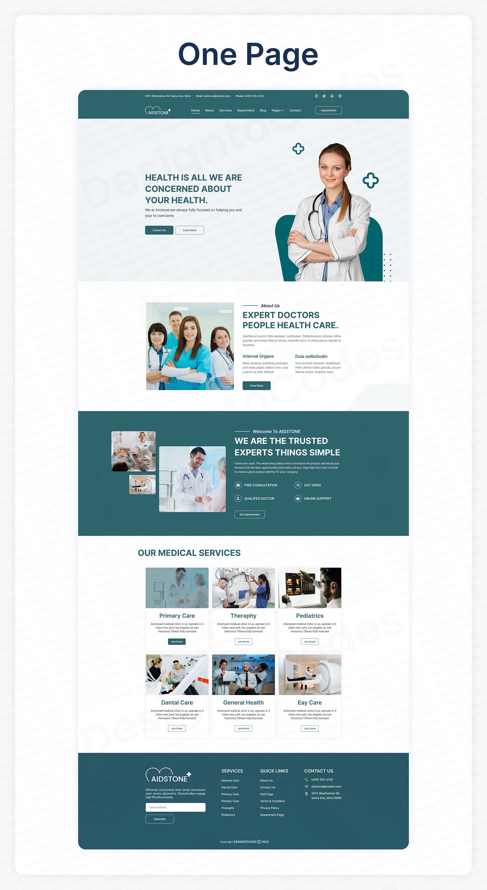 Aidstone - Multipage Medical Service Figma Template - DesignToCodes