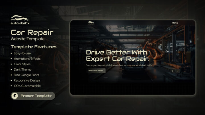 AutoVibefix-Premium-Car-Repair-Framer-Template-Thumbnail | DesignToCodes