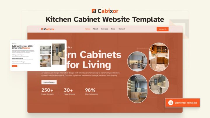 Cabixor-One-Page-Kitchen-Cabinet-Elementor-Template-Thumbnail | DesignToCodes