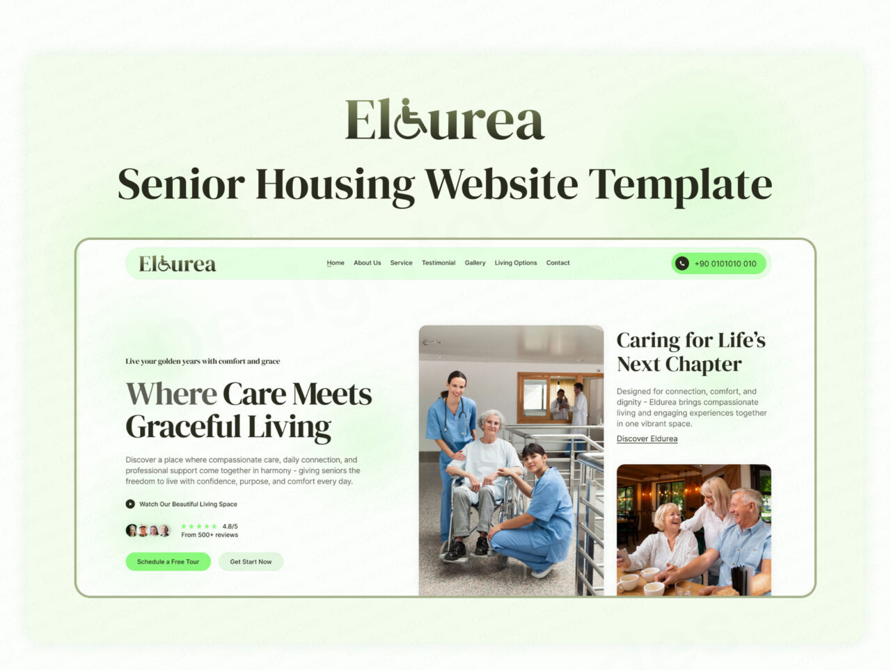 Eldurea-Senior-Housing-Framer-Website-Template | DesignToCodes