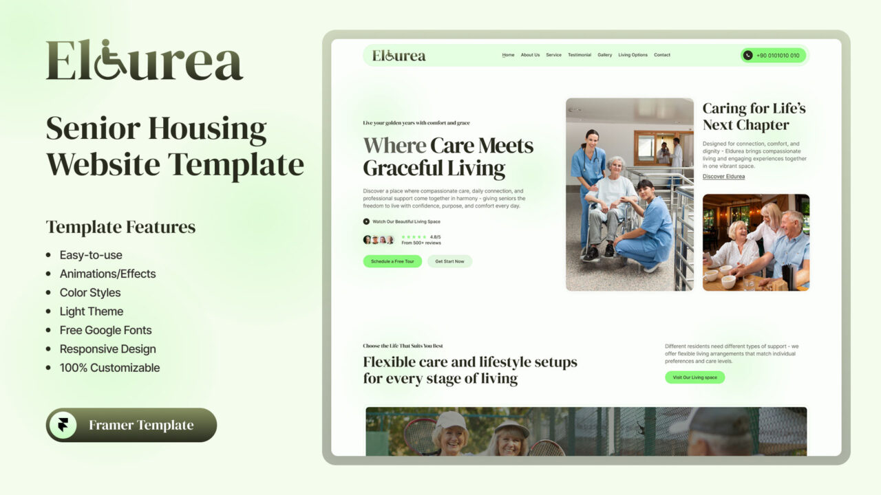Eldurea-Senior-Housing-Framer-Website-Template-Thumbnail | DesignToCodes