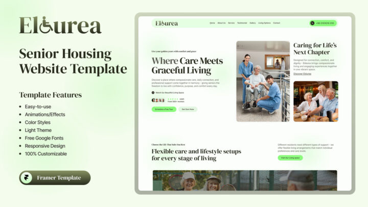 Eldurea-Senior-Housing-Framer-Website-Template-Thumbnail | DesignToCodes
