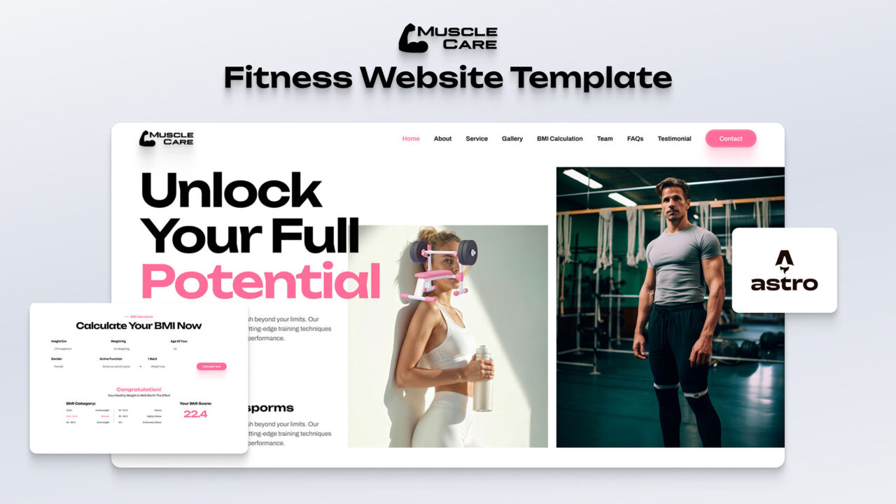 MuscleCare-OnePage-Fitness-Astro-Website-Template | DesignToCodes