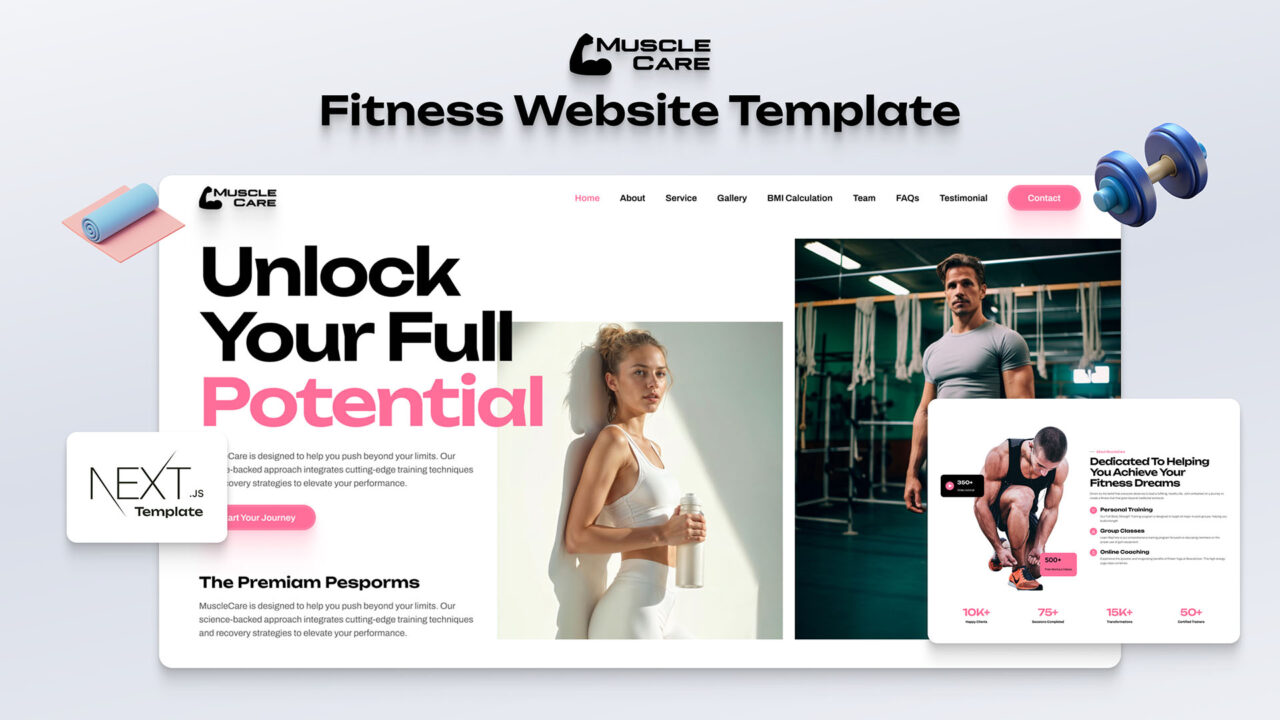 MuscleCare-OnePage-Fitness-Nextjs-Template-Thumbnail | DesignToCodes