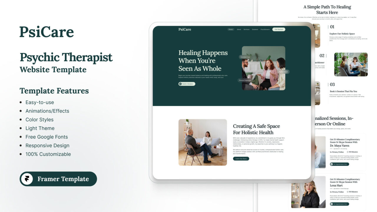 Psicare-Psychic-Therapist-Website-Framer-Template-Thumbnail | DesignToCodes