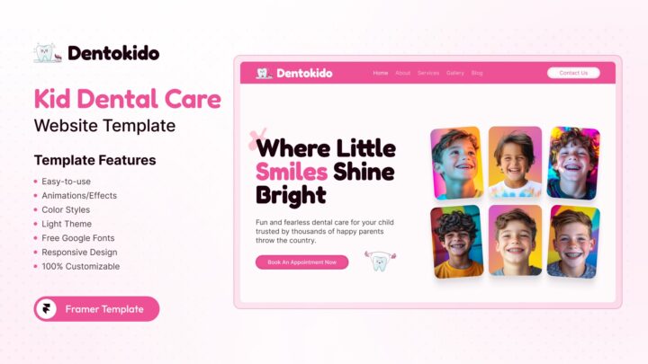 Dentokido-Pediatric-Dental-Clinic-Kids-Dentistry-Framer-Template-Thumbnail | DesignToCodes