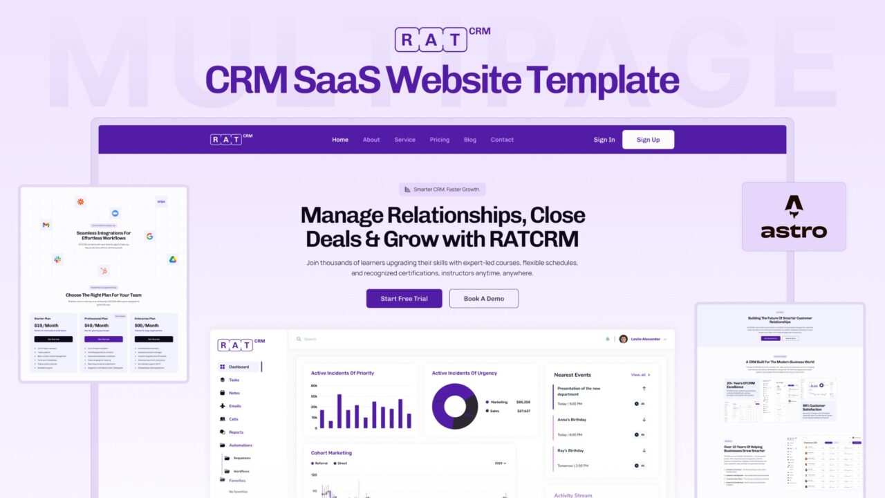 RATCRM-CRM-SaaS-Dashboard-Astro-Template-Thumbnail | DesignToCodes