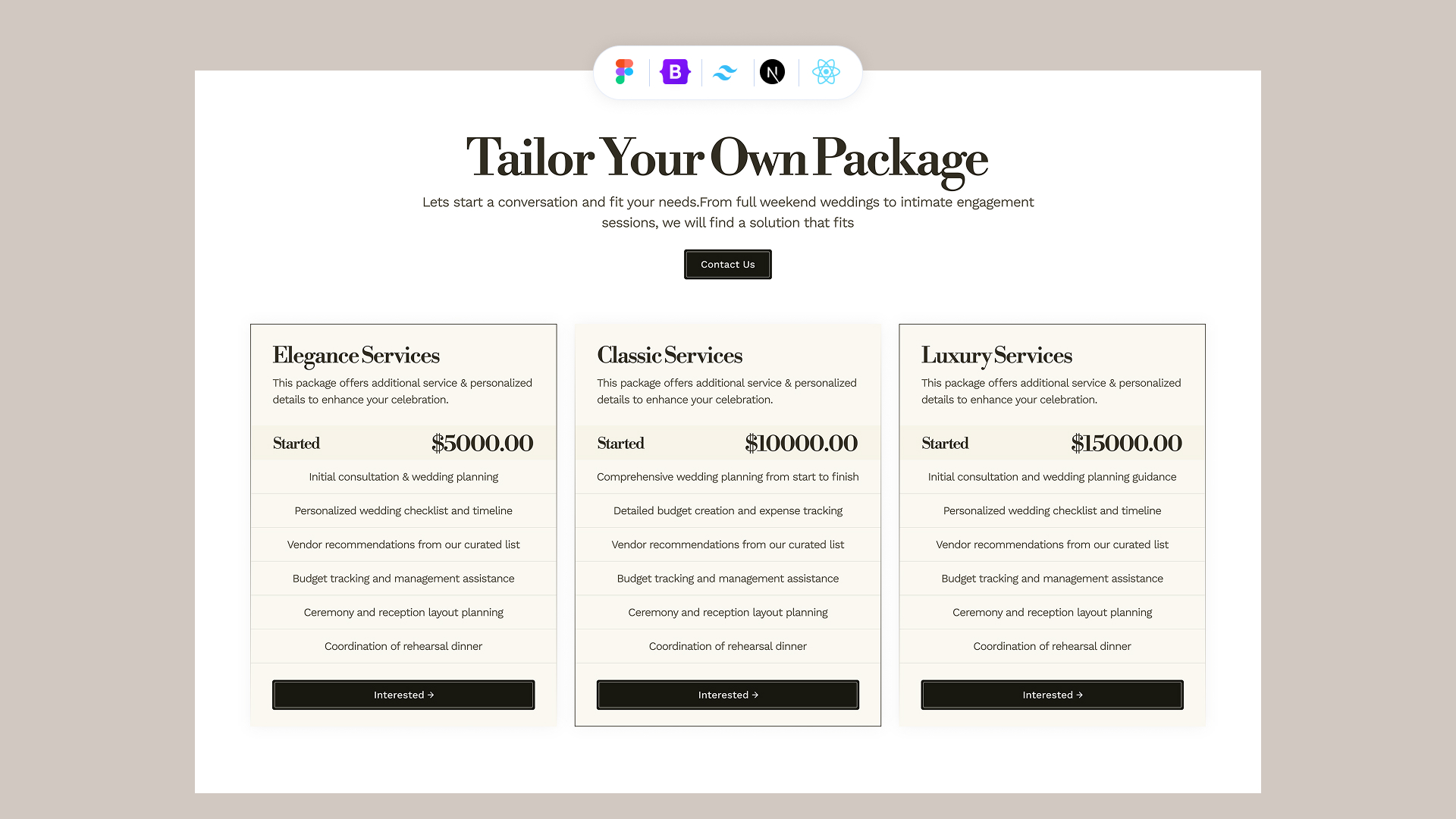 Pricing Section Tailwind Style 01