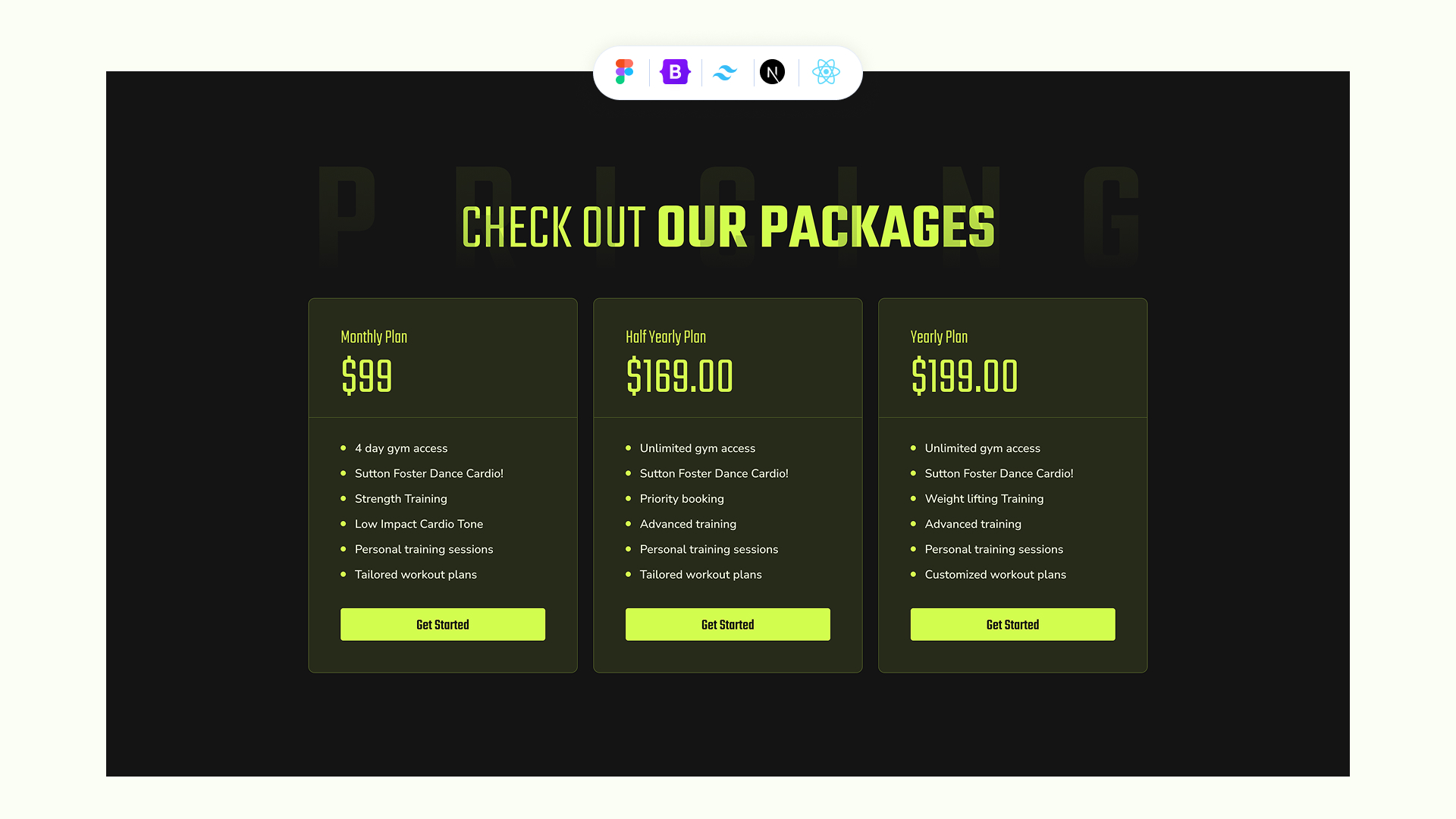 Pricing Section Bootstrap Style 15