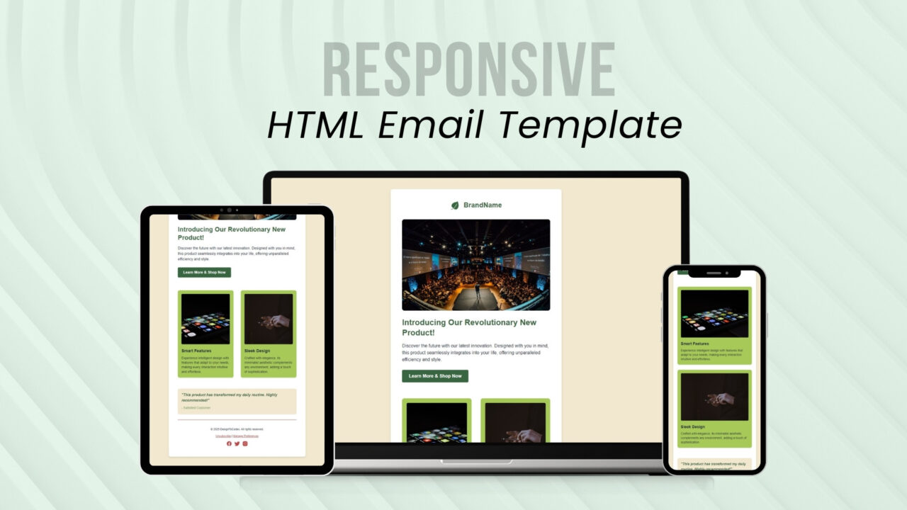 HTML Email Template Product Launch Style 04 - DesignToCodes
