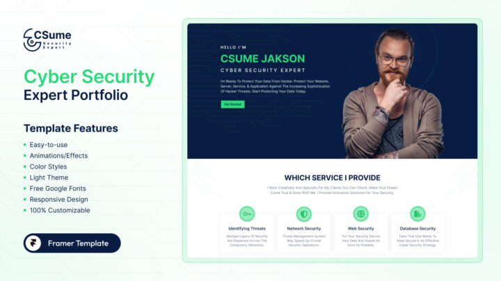 Csume-Cyber-Security-Expert-Portfolio-Framer-Template-Thumbnail | DesignToCodes