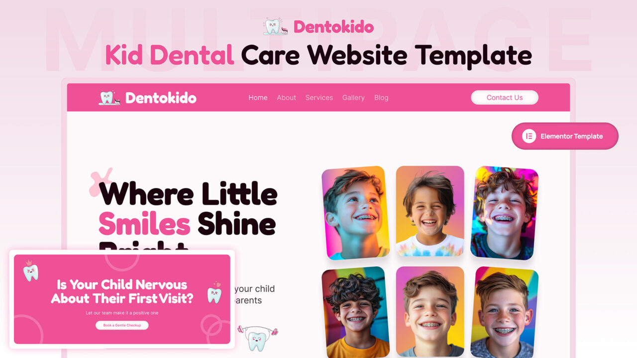Dentokido-Pediatric-Dental-Elementor-Template-Professional-Thumbnail | DesignToCodes