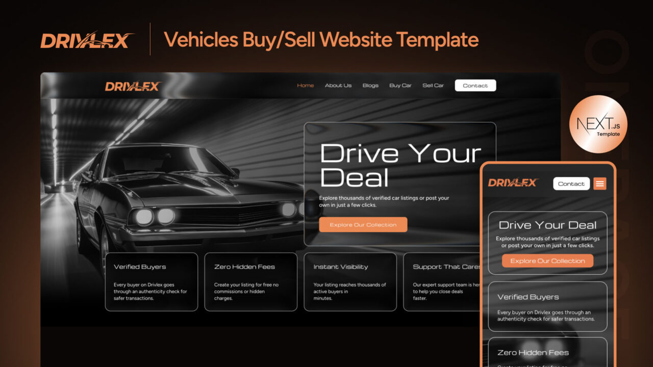 Drivlex-Car-Dealer-Website-Template-Nextjs-Thumbnail | DesignToCodes