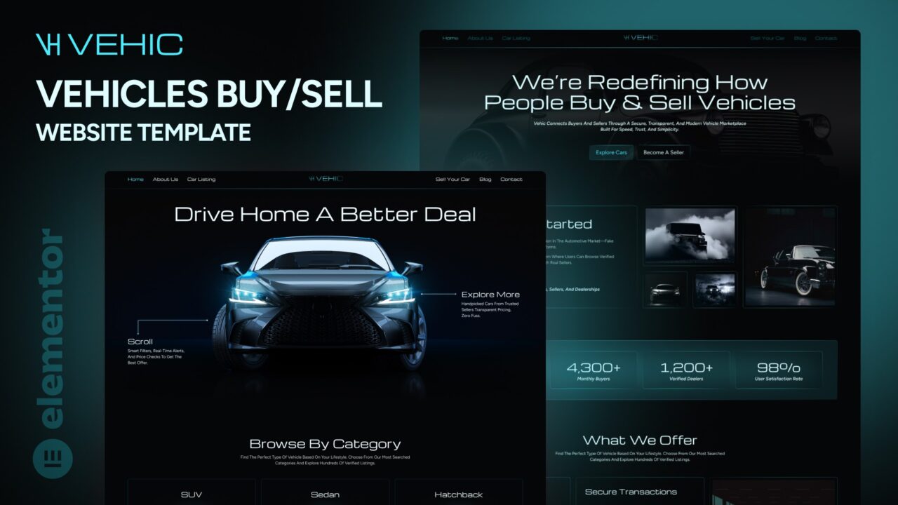 Vehic-Ultimate-Car-Dealer-Elementor-Website-Template-Thumbnail | DesignToCodes