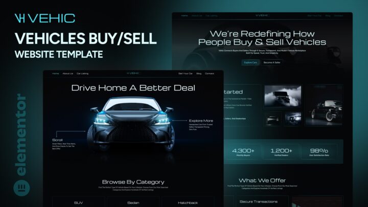 Vehic-Ultimate-Car-Dealer-Elementor-Website-Template-Thumbnail | DesignToCodes