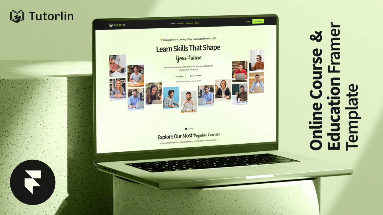 Tutorlin-Online-Course-Website-Framer-Template-Thumbnail | DesignToCodes