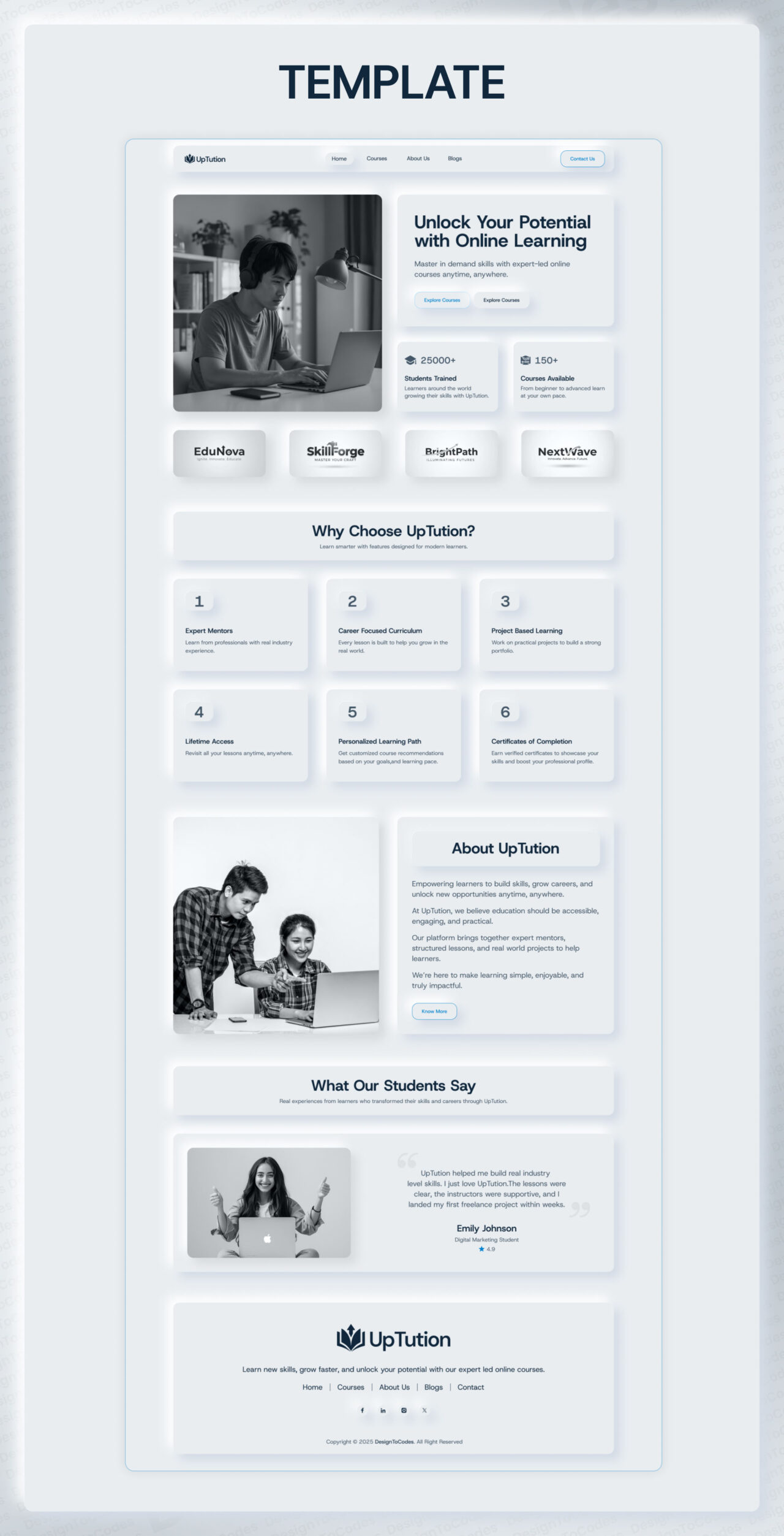 UpTution-Online-Course-Education-Framer-Template | DesignToCodes